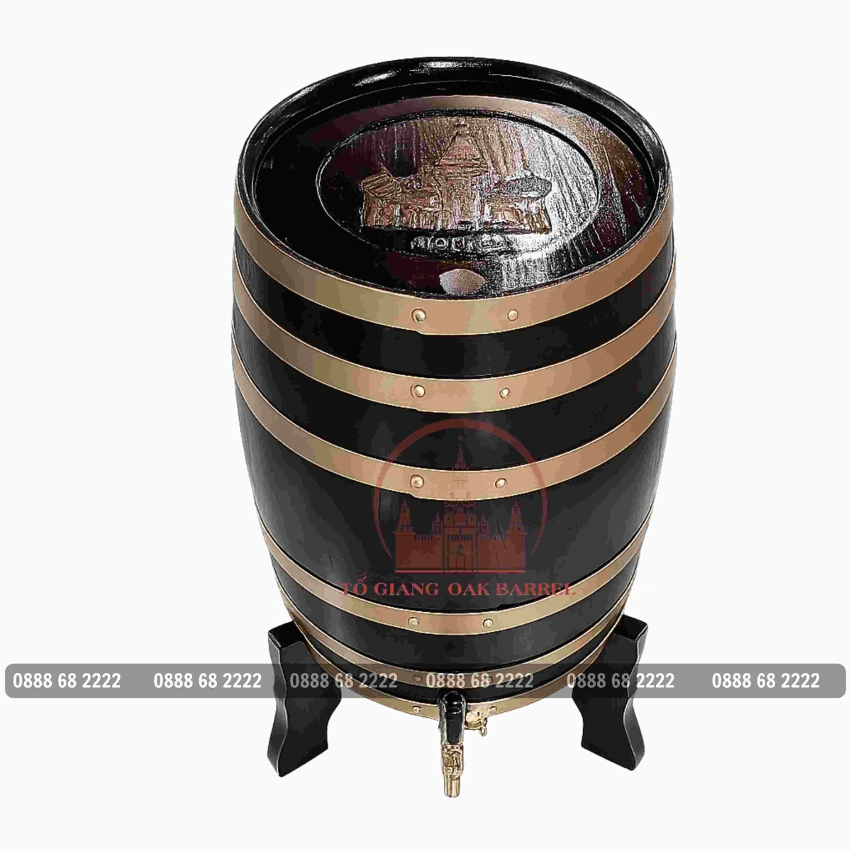 Thùng Gỗ Sồi 100 Lít Giả Cổ Mặt Tháp