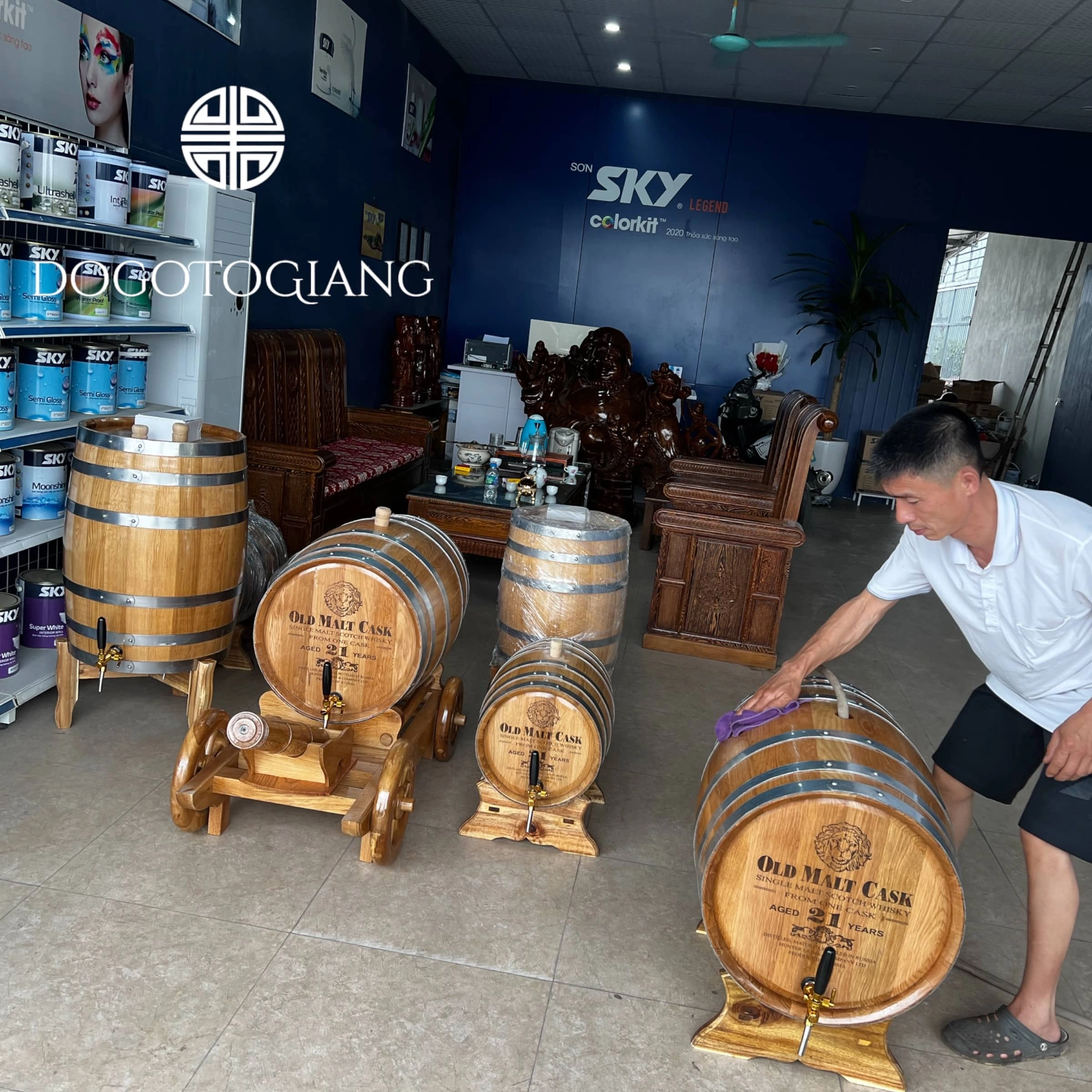 Thùng ngâm rượu gõ sồi đẹp