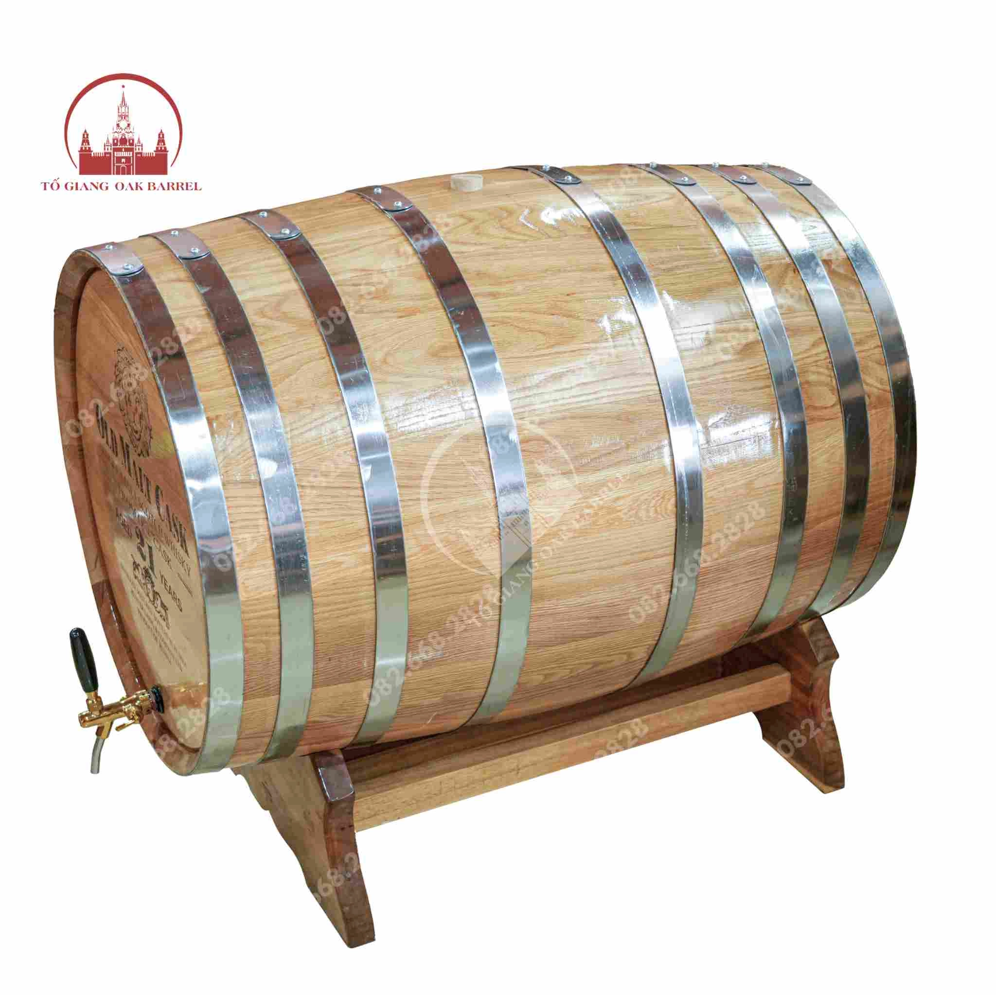 Thùng rượu gỗ sồi 300 lít được cố định bằng 8 đai inox chắc chắn