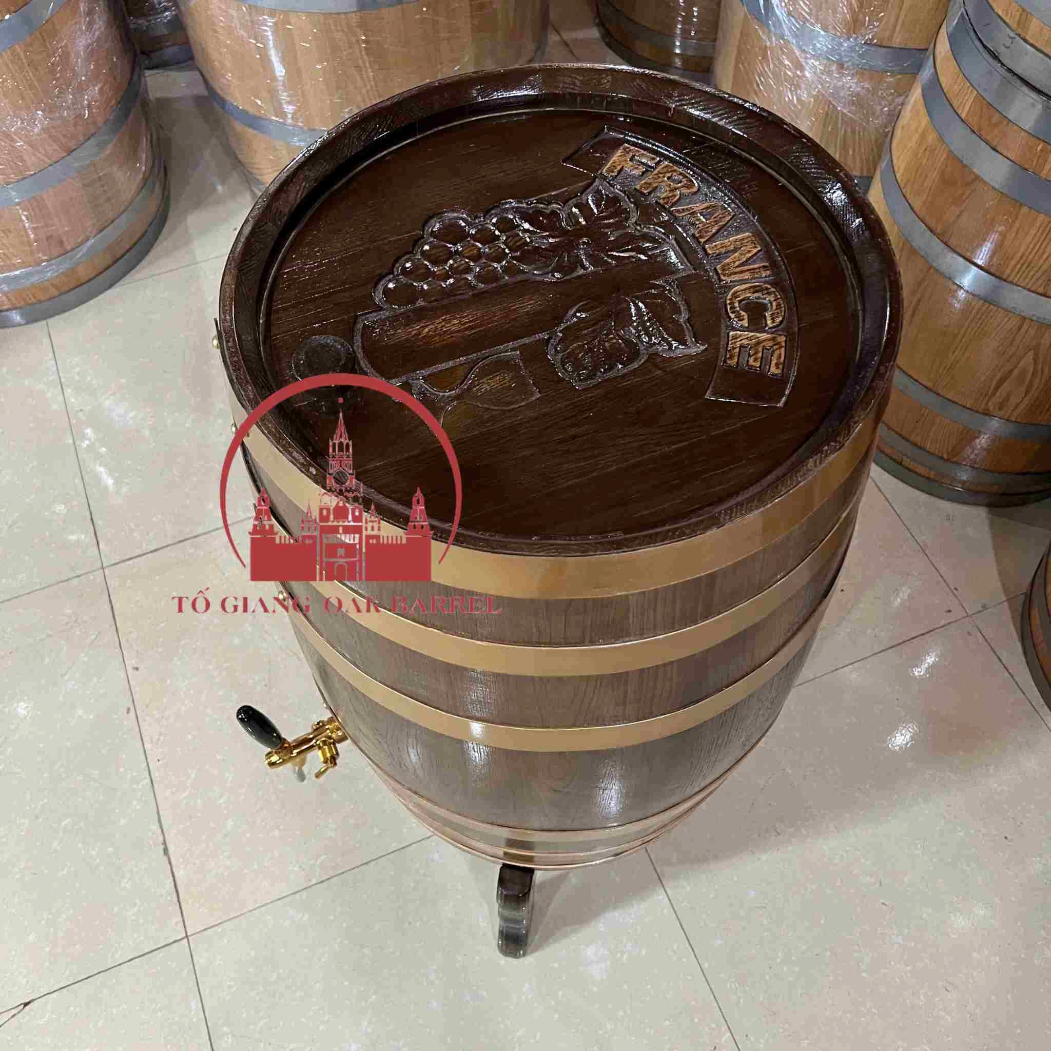 thùng rượu gỗ sồi vòi crom