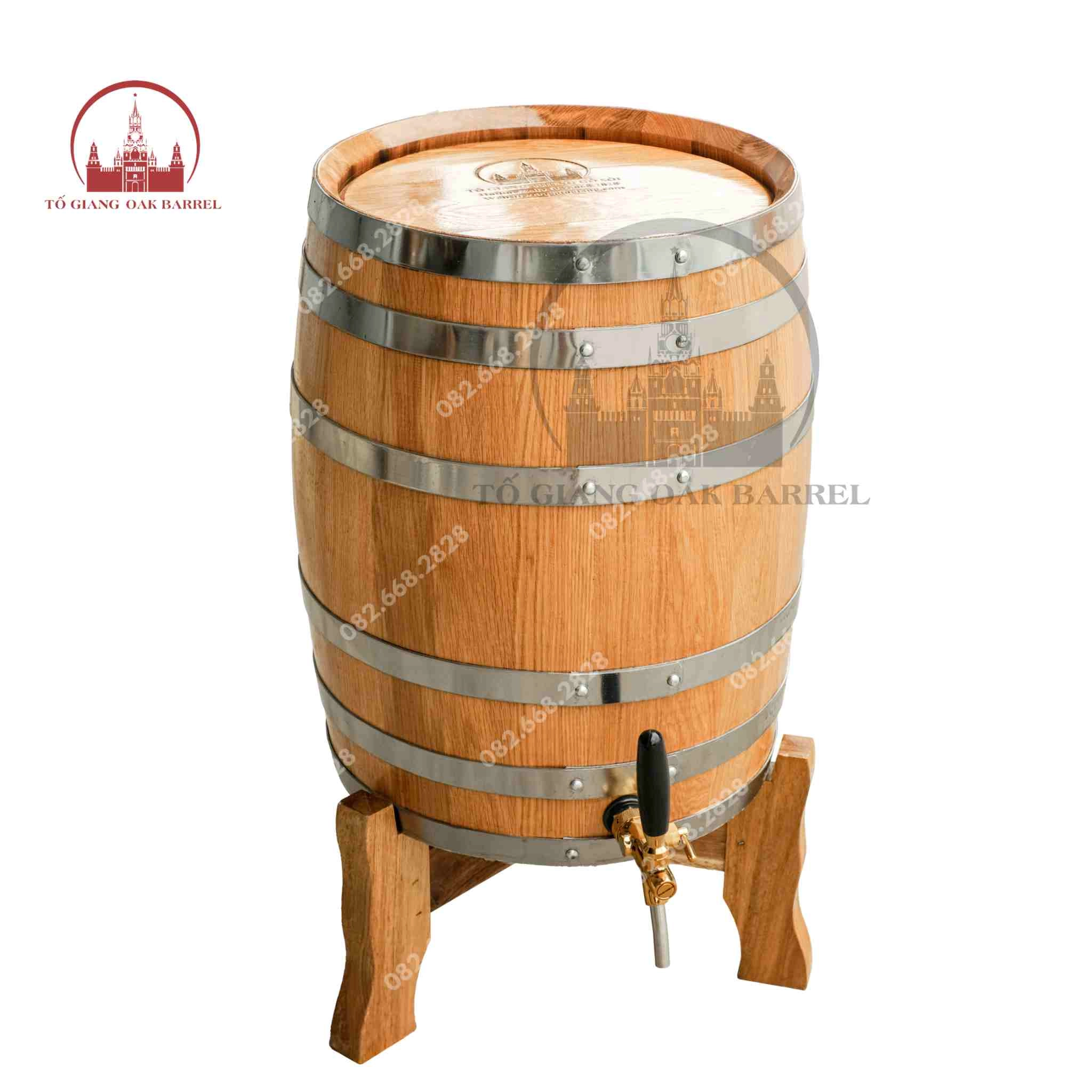 Hình ảnh thùng rượu gỗ sồi 50 lít kiểu đứng