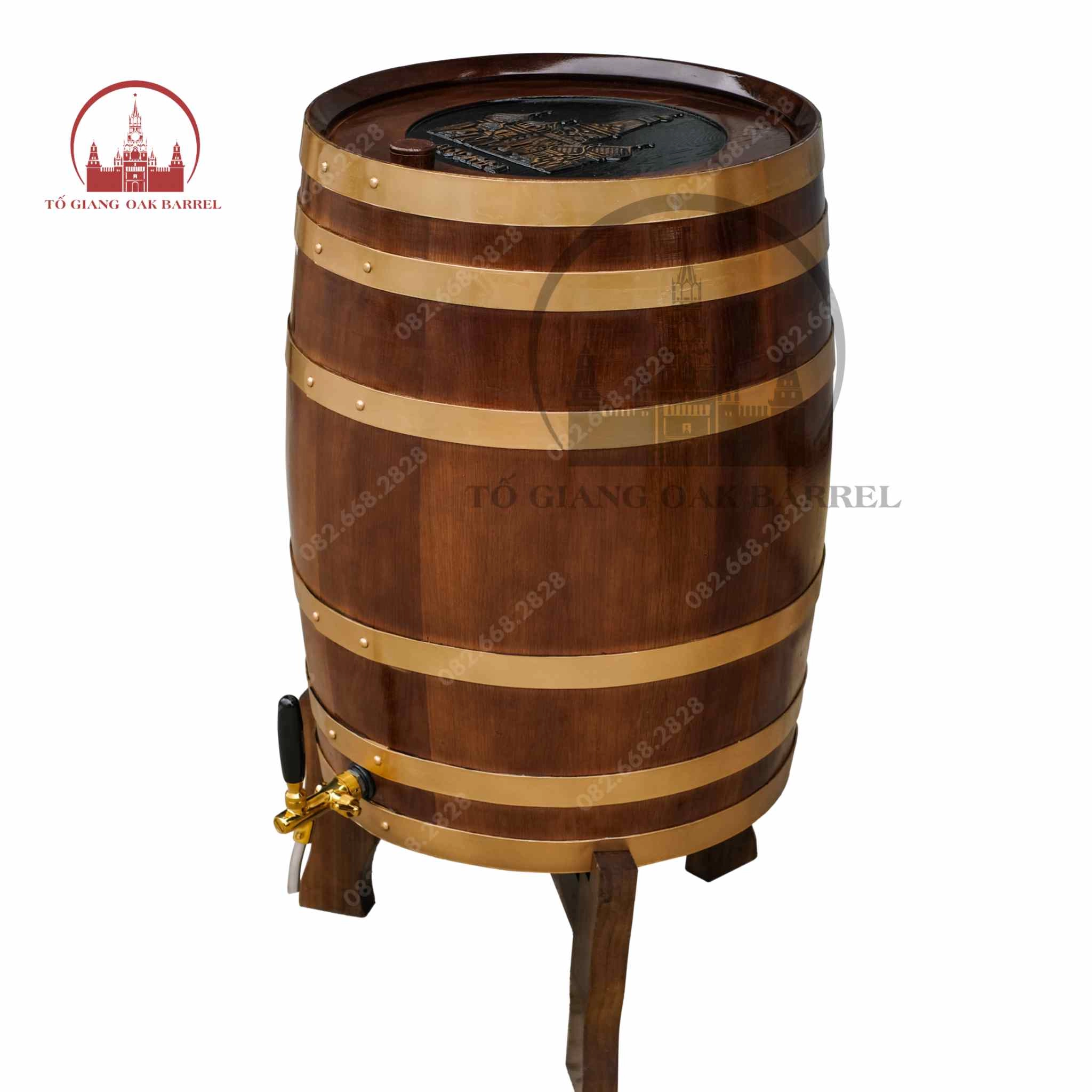 thùng ngâm rượu gỗ sồi 100 lít mới nhất 