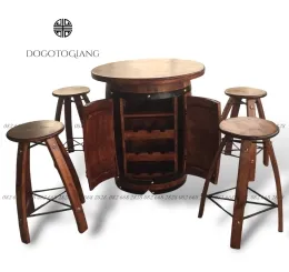 Bàn ghế thùng gỗ sồi trang trí quán rượu