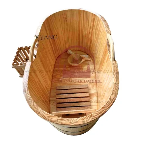 Bồn tắm gỗ thông tay nắm