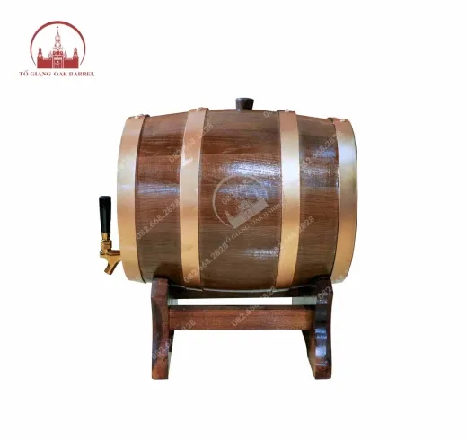 Thùng gỗ sồi 10 lít giả cổ vòi crom