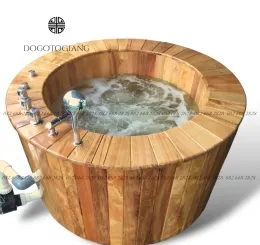 Bồn tắm gỗ sục massage