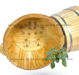Chậu Ngâm Chân Gỗ Thông Kèm Hạt Và Huyệt Đạo