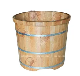 Bồn tắm gỗ sồi bo viền dáng tròn