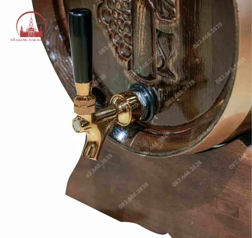 Thùng gỗ sồi 10 lít giả cổ vòi crom