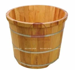 Bồn tắm gỗ pơ mu bo viền cao cấp