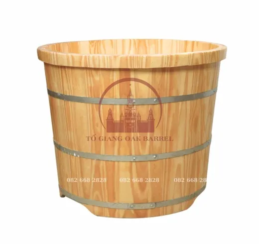 Bồn tắm gỗ thông bo viền
