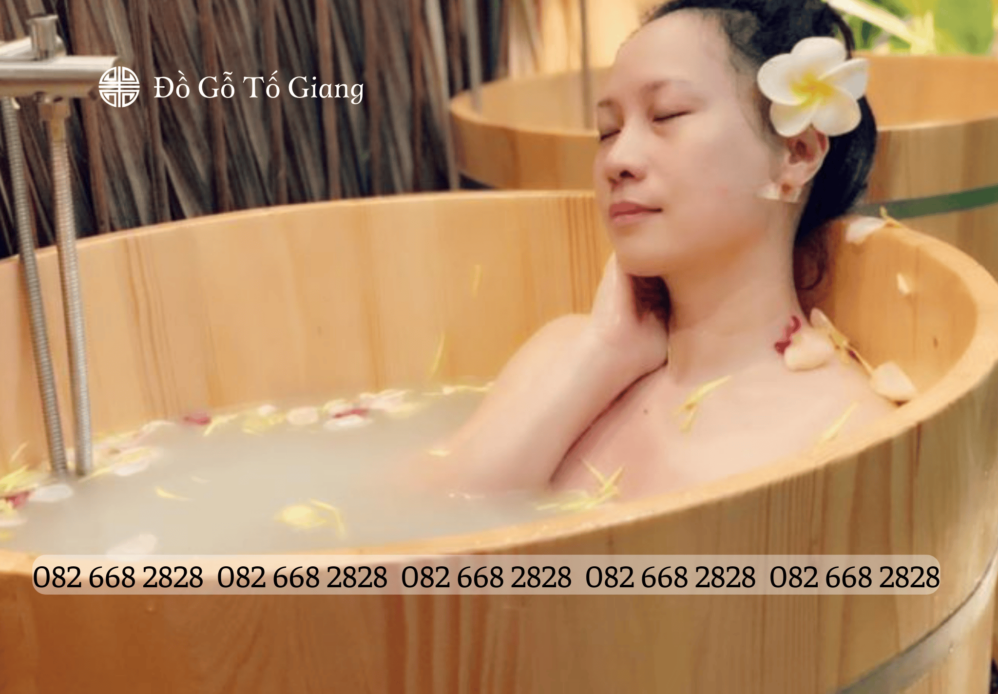 Bồn tắm gỗ thông giúp xua tan mệt mỏi