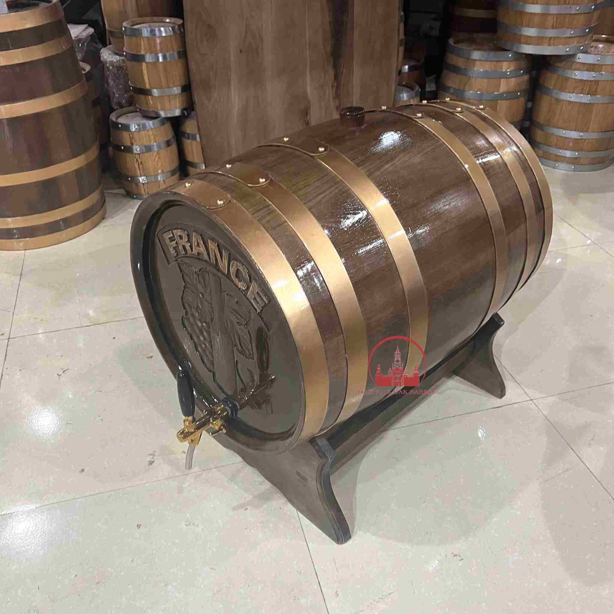 thùng rượu gỗ sồi 100L dáng nằm