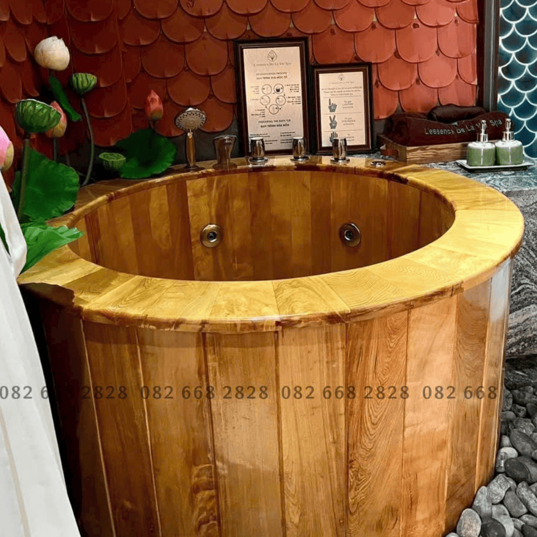 Lắp đặt bôn tắm sục bằng gỗ tại spa 