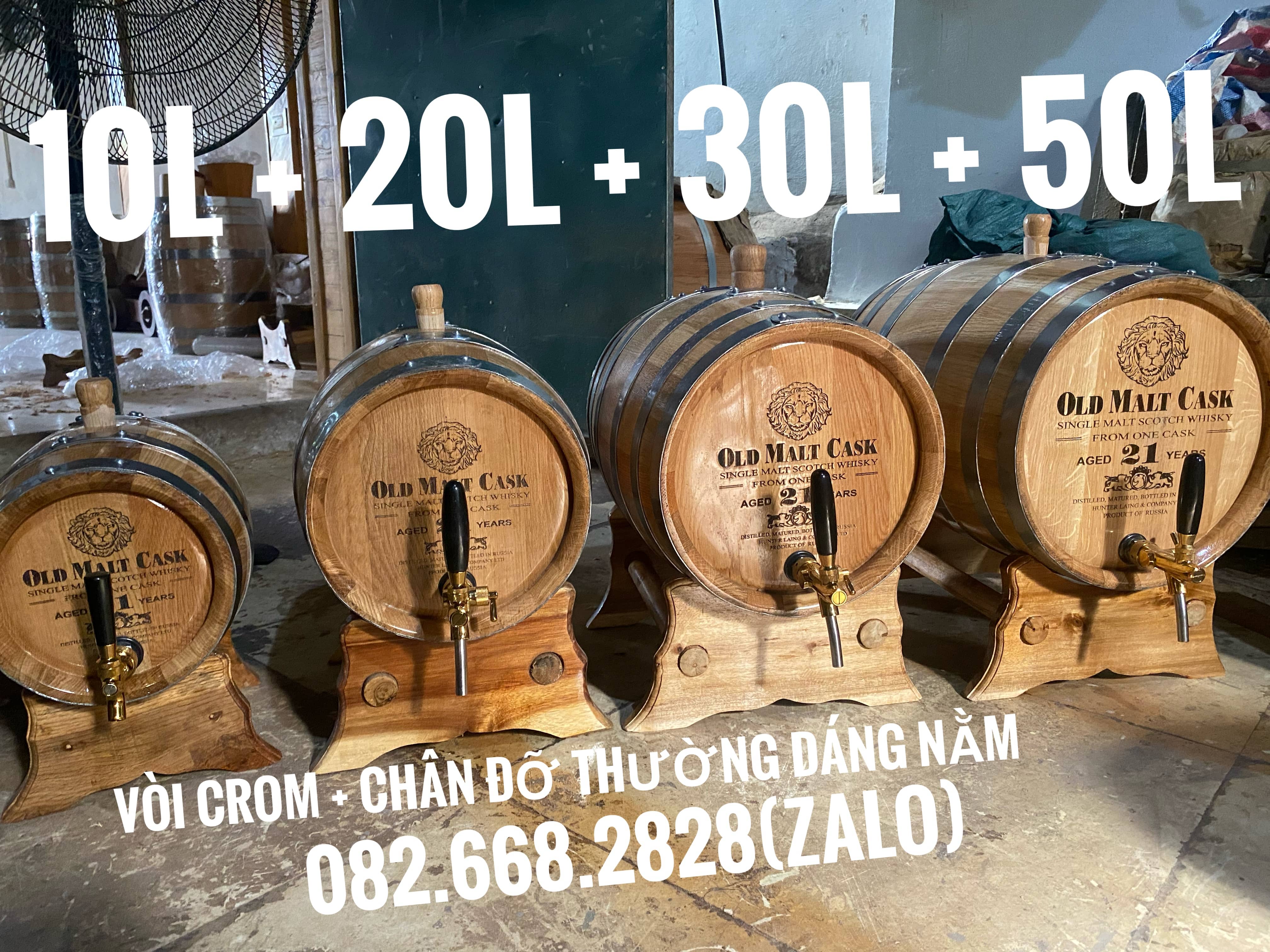 Thùng gỗ sồi đưng rượu với đầy đủ các dung tích 