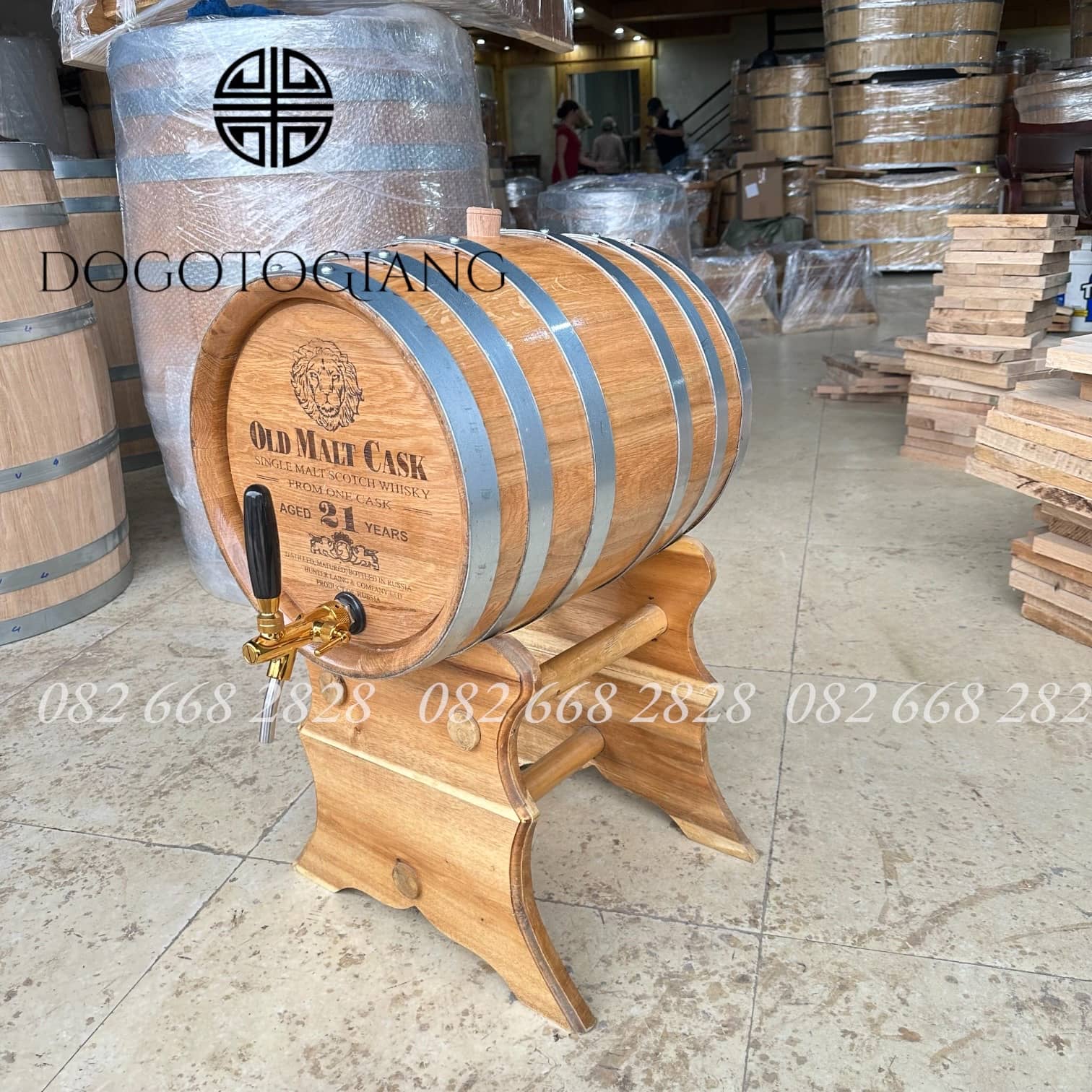 Thiết kế thùng gỗ sồi 30 lít chân cao 