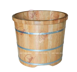 Bồn tắm gỗ sồi bo viền dáng tròn 