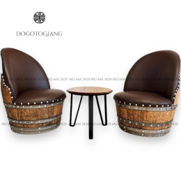 Bàn ghế trang trí bọc da gỗ thông