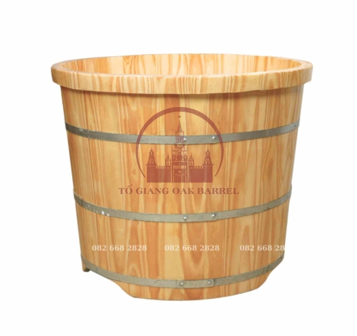 Bồn tắm gỗ thông bo viền 
