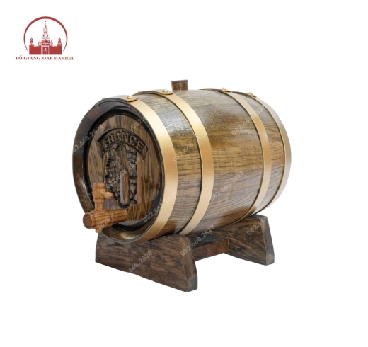 Thùng rượu gỗ sồi 10 lít cao cấp van gỗ sồi 